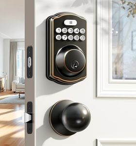 Veise Keyless Entry Door Lock with 2 Door Knobs, Keypad Door Lock with Handle, Front Door Lock Set, Electronic Keypad Deadbolt Smart Lock, Auto Lock, Easy Installation, Oil-Rubbed Bronze