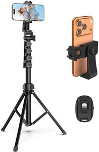 Liphisy 64” Tripod for Cell Phone & Camera, Phone Tripod with Remote and Phone Holder, Portable Tripod for iPhone, Phone Tripod for Video Recording, Cell Phone Tripod Mount Stand for Cellphone