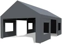 GARVEE Carport, 13x 20FT Portable Garage with 4 Roll-up Doors & 4 Windows, Heavy Duty Carport for Car, Truck, Boat, Car Canopy with PE Tarp