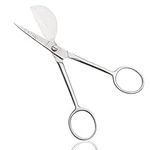 ONTAKI Applique Scissors 4.5" with Duckbill Edge Shaped Paddle for Art, Crafting, Fabric, Thread, Needlework and Embroidery - Versatile Miniature Scissors for Sewing Kit