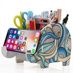 MOKANI Desk Supplies Organizer, Elephant Pencil Holder Multifunctional Office Accessories Desk Decoration with Cell Phone Stand,Gifts for Kids, Girls, Boys, Women