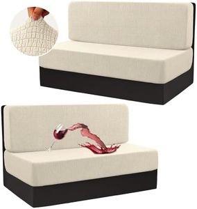 H.VERSAILTEX 100% Waterproof RV Dinette Cushion Covers Stretch Camper Cushion Covers RV Loveseat Cover Furniture Protector for Travel Trailer Crizzle Pattern (2 Backrest Cover & 2 Bench Cover, Ivory)