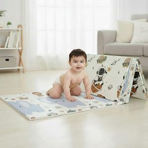 BabyPro Reversible Baby Play Mat, BPA-Free XPE Foam, Bounce-Back Foam, Foldable Waterproof Crawling Mat, 6.5x4.5 ft, 0.6cm Thick, Soft, Safe, Portable Floor Mat for Babies & Toddlers,XL, Jungle Galaxy