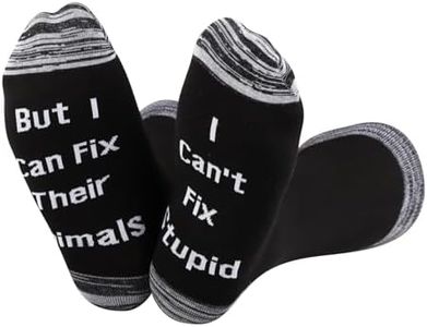 LEVLO 2 Pairs Veterinarian Gifts I Can't Fix Stupid But I Can Fix Their Animals Socks Medical Veterinary Practitioner Vet Gift (Fix Their Animals)