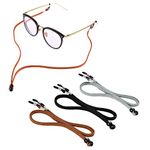 Sports PU Leather Glasses Strap, Zingso 3 Pcs Multi-Color Classic PU Leather Adjustable Eyewear Sunglasses Head Band Eyeglass Chain Lanyard Glasses Strap for Decoration and Sports (Black+Grey+Brown)