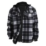 Facitisu Winter Heavy Warm Sherpa Lined Fleece Plaid Flannel Jacket Men Coat (3X-Large, Black)