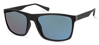 Kenneth Cole New York Men's Rectangular Sunglasses, Matte Black/Blue Mirror, 57mm