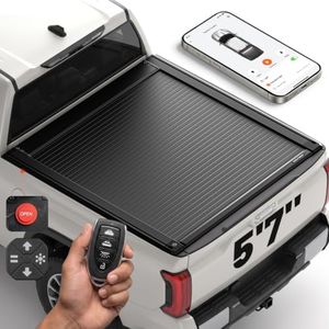 WOLFBOX Power Retractable Tonneau Cover for 2022-2026 Toyota Tundra. Fits 5'7" Bed. Electric Aluminum Truck Bed Cover with Anti-Theft Remote Control & App Pickup Accessories(Not for Trail Editions)