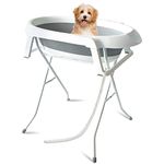 Pet Dog Bathtub, Foldable Bathtub with Bracket, no Bending Required (Grey)