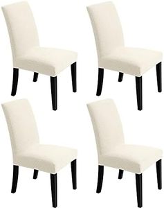 Chair Covers for Dining Room - Stretch Chair Slipcovers for Decorative Seat Protector Armless Removable Washable Elastic Dinner Universal Spandex Solid Chair Slip Covers Set…