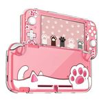 DLseego Protective Case for Nintendo Switch Lite, Hard PC Clear Anti-Shock Split Cover with Cat-Pad Pattern