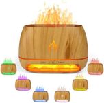 3-in-1 Himalayan Salt Rock Scent Diffuser, Ultrasonic Essential Oil Diffuser, Simulation Flame Humidifier, Colorful Light Mist Diffuser, Wood Grain Aroma Diffuser 200ml