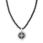 GAVU Matte Onyx Black Men's Beaded Crystal Necklace 50cm