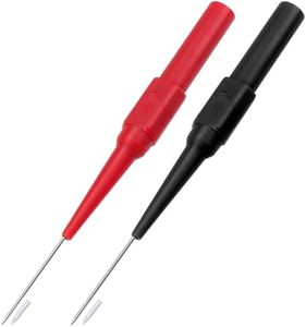 OIIKI 2Pcs 0.7mm Test Probe Pins, Non-Destructive Insulation Wire Piercing Needle, Stainless Steel Back Probe Pins, Super Tip Multimeter Probes for Banana Socket Plug, Car Tester (Black&Red)