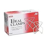 ACCO Ideal Butterfly Paper Clamps, Steel Wire, Small 1.5 Inch Size, 100 Sheet Capacity, Silver, 50 Clamps per Box (A7072620)