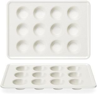 HONGBAKE 2 Pack Nonstick Ceramic Muffin Pan, 12 Cup Muffin tin for Baking, Non-toxic Cupcake Pan, Heavy-duty Aluminized Steel Cupcake Tray with Diamond Texture, Easy To Clean (Cream, 2PCS)