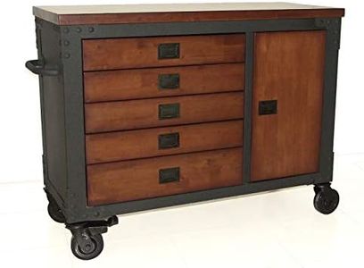 Duramax Coffre à outils roulant à 5 tiroirs avec armoire à outils pour la maison, le garage et l'atelier, renforcé chariot de rangement au look vintage, coffre à roulettes, 122x51x94 cm