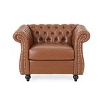 Christopher Knight Home Lucine Traditional Chesterfield Club Chair, Cognac Brown, Dark Brown