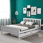 Harper & Bright Designs Wooden Solid Pine Storage Bed With Drawers Bed Frame 4ft6 Single,135 x 190 cm