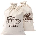 Augshy 2 Pieces Linen Bread Bags for Homemade Bread Container, 17.5 ×11.5 Inches Unbleached & Reusable Bread Storage, Natural Large Storage for Artisan Bread