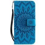 Samsung Galaxy A04S Case Leather Phone Cover for Samsung Galaxy A04S Flip Wallet, Shockproof Premium Magnetic Closure Embossed Mandala Bumper with Kickstand, Blue