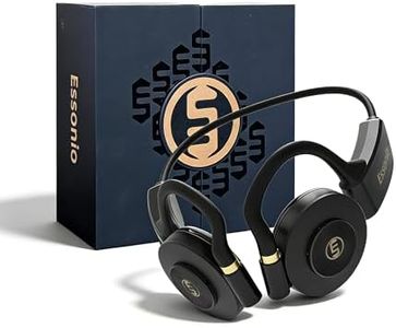 Essonio Open Ear Headphones - Ultra Deep Bass Wireless Bluetooth Air Conduction Headphones 3-Level Deep Bass Ultra-Wideband ANC 20H Play Multi-Point Connect Clear Call for Sports Work Black