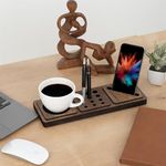 Vigo Wood Desk Organiser, Office Desk Setup,Table Accessories, Docking Station, Office & Desk Storage, Pen Holder, Phone Dock