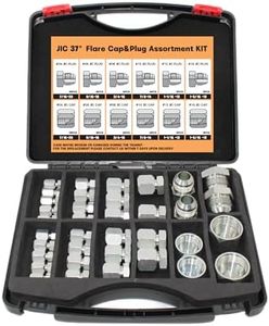 64 Pcs Hydraulic Hose Tube and Pipe Fitting Kit, 37° Flare JIC Cap and Plug Kit, Heavy Duty Seal Adapter Set w Precision Threading, Steel Flare Fitting Set, Dash Sizes -04-06 -08-10 -12-16