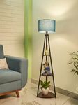 Crosscut Furniture Metal Floor Lamp with 3 Shelves (Royal Blue) LED Bulb Included- Diwali Decoration Items