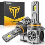 Fahren Termitor 9005/HB3 LED Headlight Bulbs, 2024 Upgraded 22000LM 700% Ultra Brightness, 6500K Cool White, 60000Hrs Lifespan,1:1 Halogen Size, Plug and Play Halogen Replacement, Pack of 2