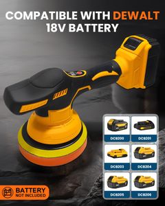 Cordless 6" Car Polisher for Dewalt 18V – Variable Speed Buffer Kit, Portable Orbital for Auto Detailing & Waxing (Battery Not Included)