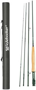 Kylebooker 6wt Fly Fishing Rod with Tube, 4-Sections, Medium-Fast Action Lightweight Fly Rod IM7 Carbon Fiber Blank（6wt 9‘0“）
