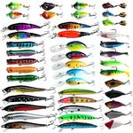 XBLACK Hard Fishing Lures Set Minnow Popper Jointed VIB Shrimp Frogs CrankBaits for Beginner Starter, XBLACK Baits, Catch Big Fish! (48 pcs-B)