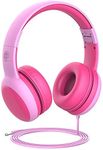 gorsun Kids Headphones with limited volume, Children Headphone with decorative ears Ear, kids headphones for boys and girls, Wired Headset for children-Pink