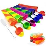 YINENGD 6 Packs Silicone Popsicle Moulds with Attached Lids, Ice Pop Moulds, Reusable Yogurt Tubes, Colorful Popsicle Maker, BPA Free Ice Lolly Molds Set for Kids Healty Food