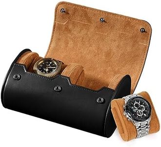 Asvert Reloj Rollo Caja de Reloj de Viaje 2 Relojes Caja de Viaje para Relojes Caja de Transporte de Viaje Negro