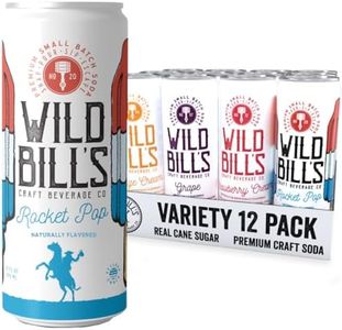 Wild Bill's Craft Soda Soft Drinks Fruity Variety Pack, Strawberry, Grape, Rocket Pop, Black Cherry, Orange Cream, Pure Cane Sugar, Caffeine Free, NO High Fructose Corn Syrup, Gluten Free 12 Pack