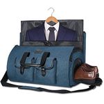 UNIQUEBELLA Travel Suit Carrier Garment Duffel Bag Fiber Large Holdall for Men with Shoe Compartment (Navy Blue)