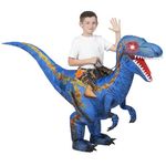 Spooktacular Creations Dinosaur Costume Kids Inflatable Blue Dinosaur Costume Blow Up Dinosaur Costume Halloween Theme Party