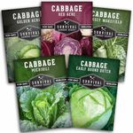 Survival Garden Seeds Cabbage Collection Seed Vault - 5 Non-GMO Heirloom Varieties - Red Acre, Golden Acres, Jersey Wakefield, Early Round Dutch & Michihili (Napa) - Plant & Grow Your Own Vegetables