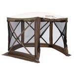 CLAM Pop Up Screen Tent, Outdoor Camping Gazebo Canopy, Adventure with Wind Panels, 9' x 9', Brown