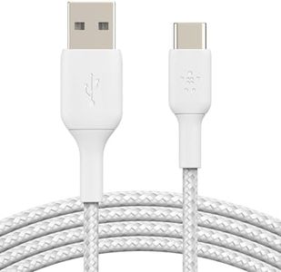 Belkin BoostCharge cable USB C trenzado (cable USB-C a USB-C, cable USB Tipo C para iPhone 16, iPhone 15, Samsung Galaxy S24, S23, Google Pixel, iPad, MacBook, Nintendo Switch y otros), 1 m, blanco