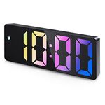 Criacr Digital Alarm Clock, Alarm Clocks Bedside with Colorful LED Display, USB/Battery Powered Digital Clock with Voice Control, Snooze, Temperature, 3 Adjustable Brightness, Date for Heavy Sleepers