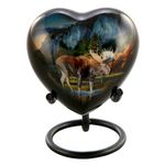 Moose Heart Keepsake Urn - Moose Heart Cremation Urn for Ashes - Miniature Heart Urn - Handcrafted Moose Hunting Sharing Heart Urn with Display Stand, Velvet Case & Bag (Heart Keepsake)