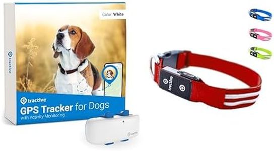Tractive GPS Dog Tracker + LED Collar. Live Location With Unlimited Range (Red, M)