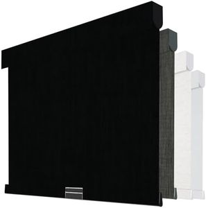 Boolegon Cordless Blackout Roller Shades for Windows, Free-Stop Linen Shades with Valance, Thermal Insulated Fabric, UV Protection Roller Blinds for Home, Office (Black, 46" W x 72" H)