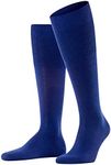 FALKE Men Airport Knee High Socks, Blue (Royal Blue 6000), 9.5-10.5