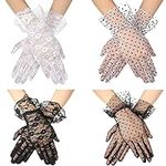 4 Pairs Ladies Lace Gloves Women El