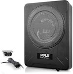 Pyle 20cm Underseat Car Subwoofer – 600W Active Subwoofer with Built-in Amplifier, Low & High-Level Inputs, Car Audio Speaker for Any Vehicle, Black