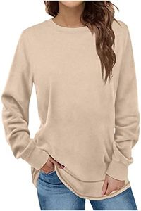 PBNBP Women's Loose Fit Blouses Pullover Fall Winter Crewneck Daily Wear Sweatshirts Curved-Hem Solid Color Long Sleeve Casual Tops Sudaderas